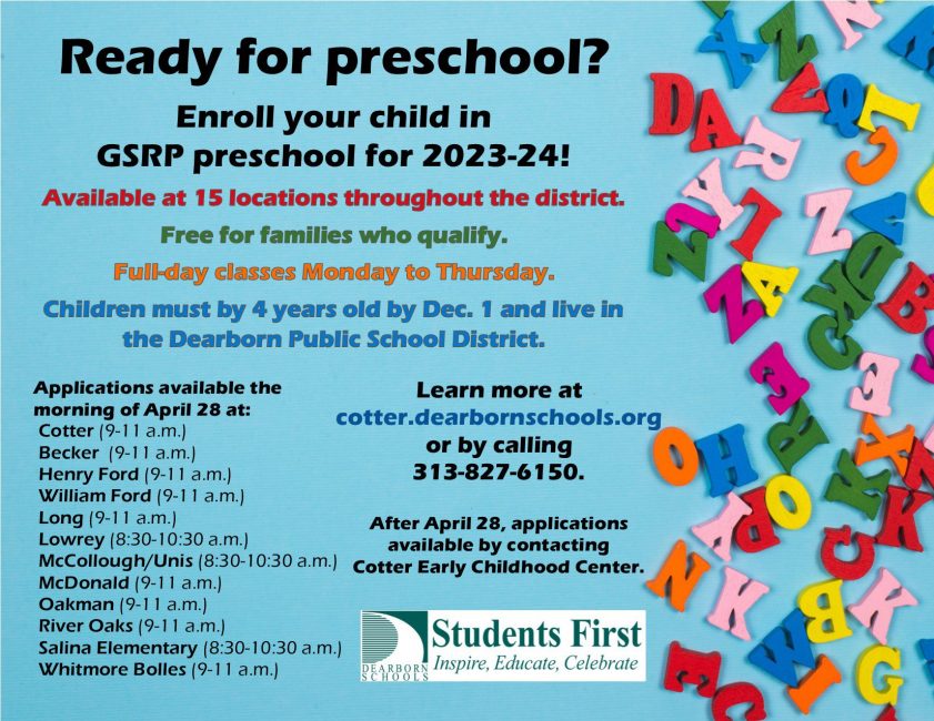 Flyer for GSRP enrollment