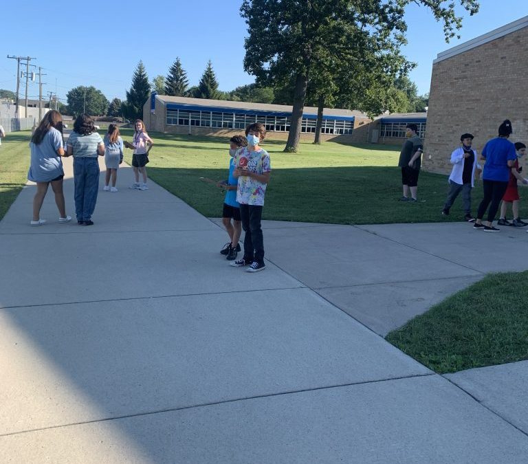 Students enjoy a Scavenger Hunt with Science teacher Ms. Savage