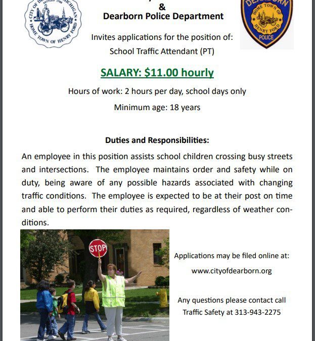City of Dearborn and Dearborn Public Schools hiring Crossing Guards